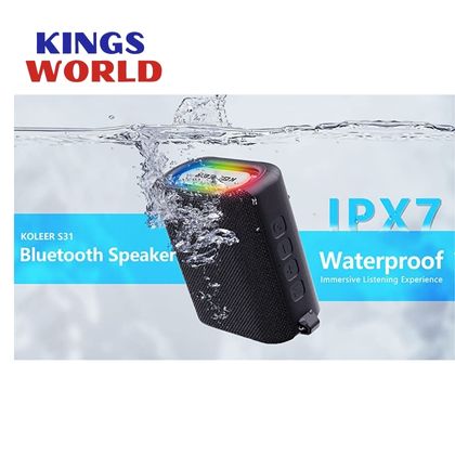 Koleer Speakers Bluetooth Wireless, IPX7 Waterproof Portable Bluetooth Speaker with Lights, 10W Clear Stereo, 30H Playtime, Bluetooth5.0,, TWS Pairing, FM/AUX/USB/TF, for Party Outdoor